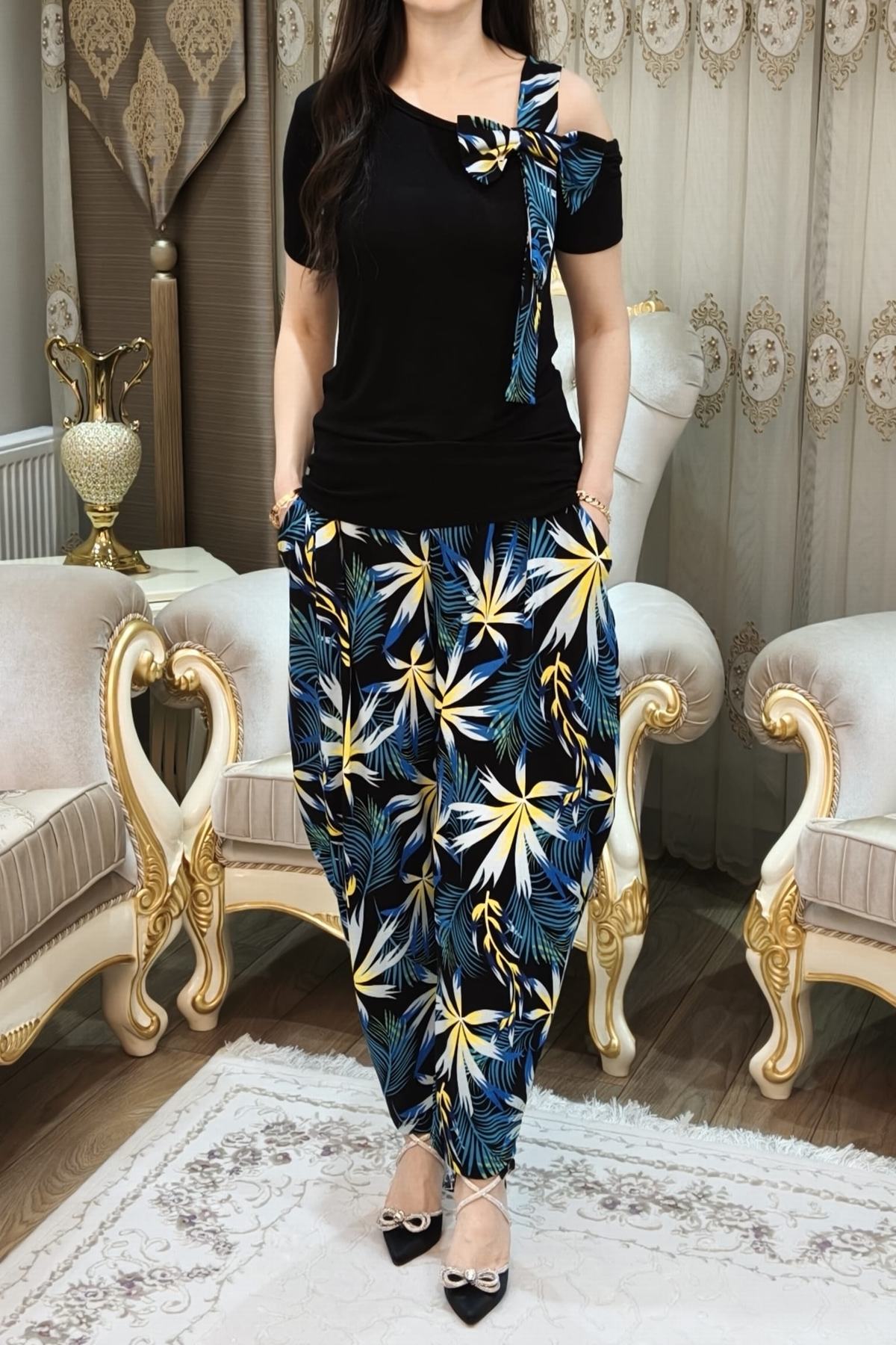 Desenli Kadın Şalvar Takımı 2 Parça