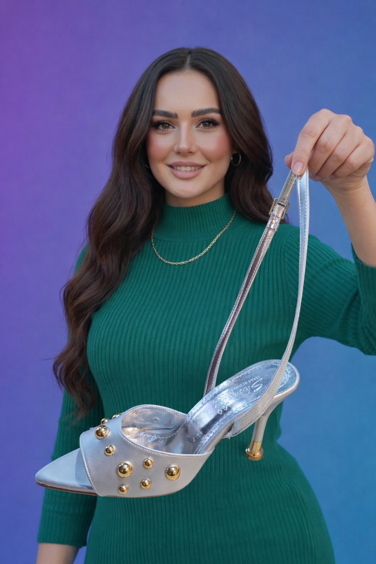 Taşlı Bağcıklı Kadın Topuklu Ayakkabı