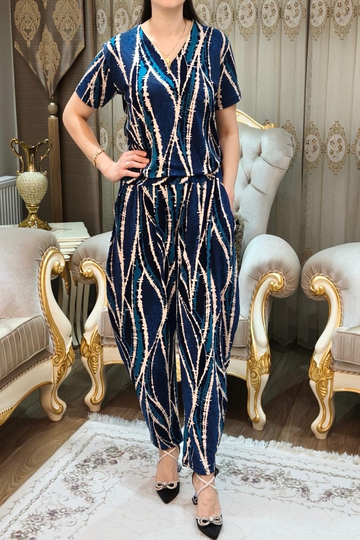 Desenli Kadın Şalvar Takımı 2 Parça