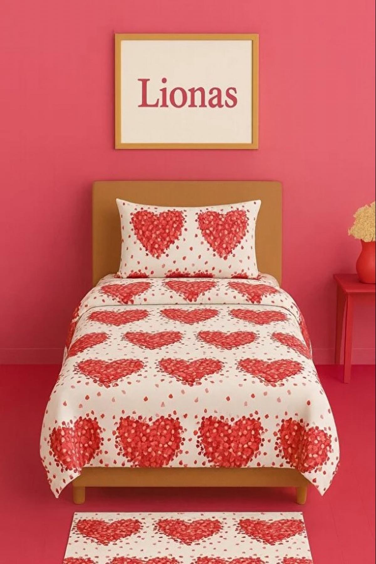 Tek Kişilik Kalpli Nevresim Takımı