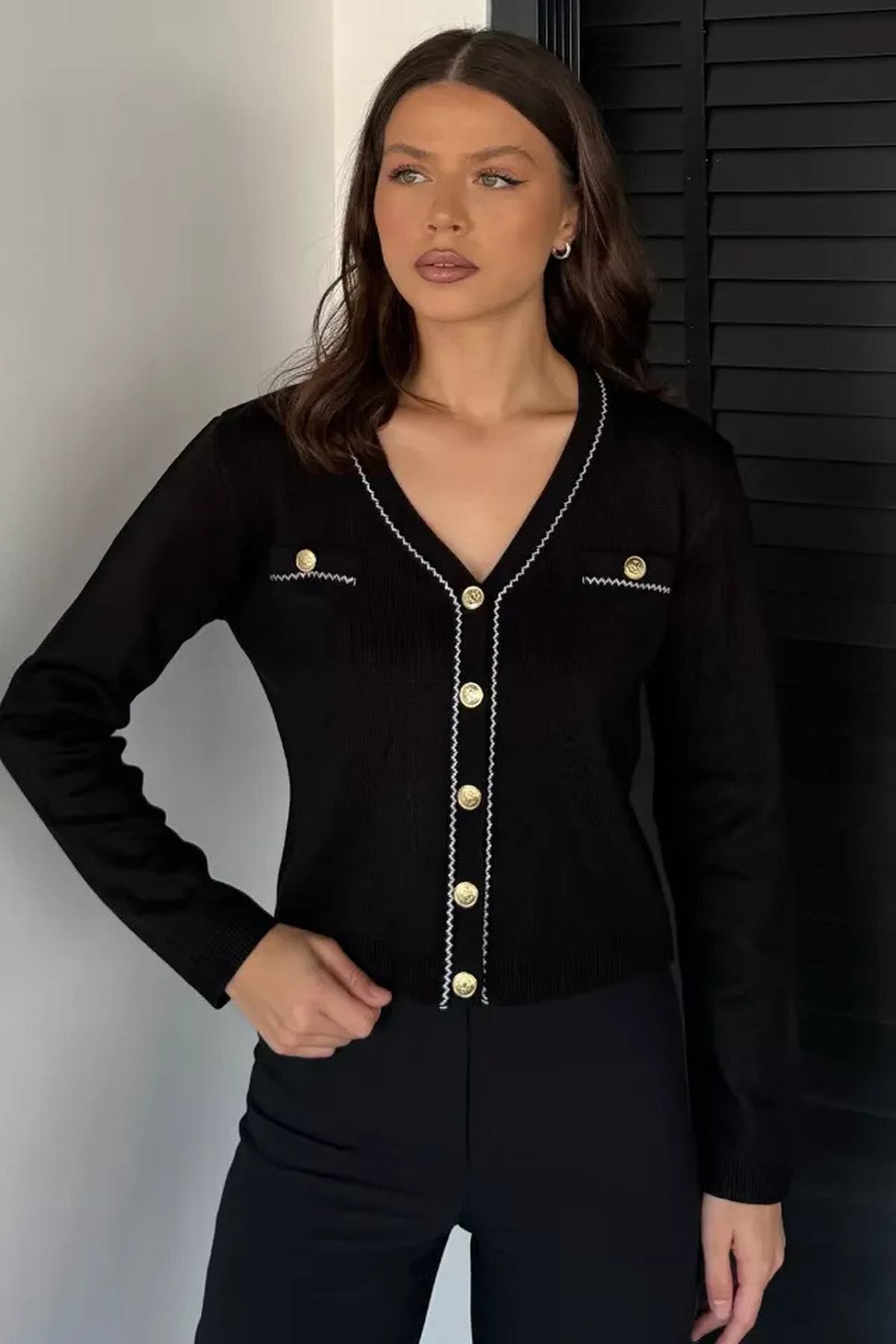 Siyah Kadın Triko Hırka