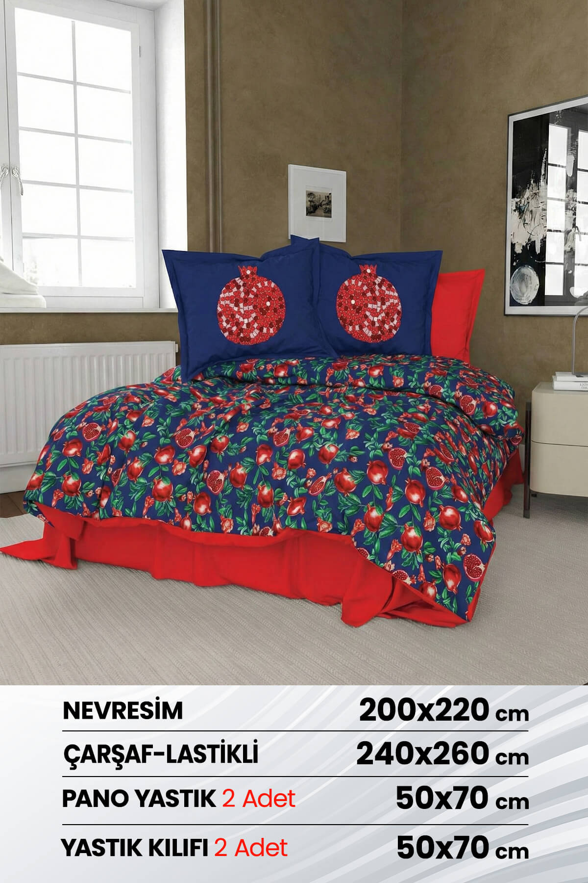 Çift Kişilik 3D Baskılı %100 Pamuk Saten 6 Parça Nevresim Takımı