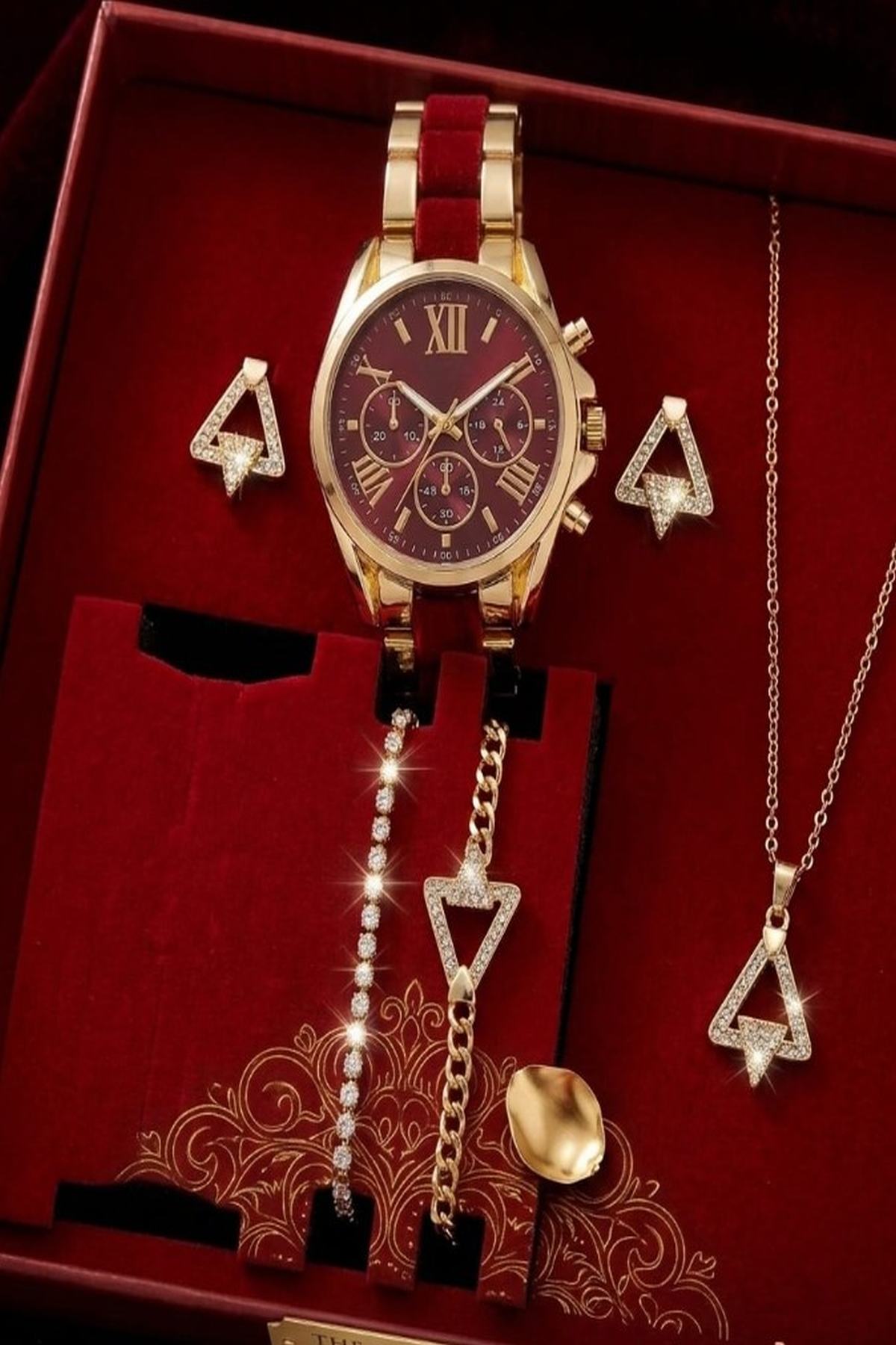 Kutulu Kadın Kol Saati Seti