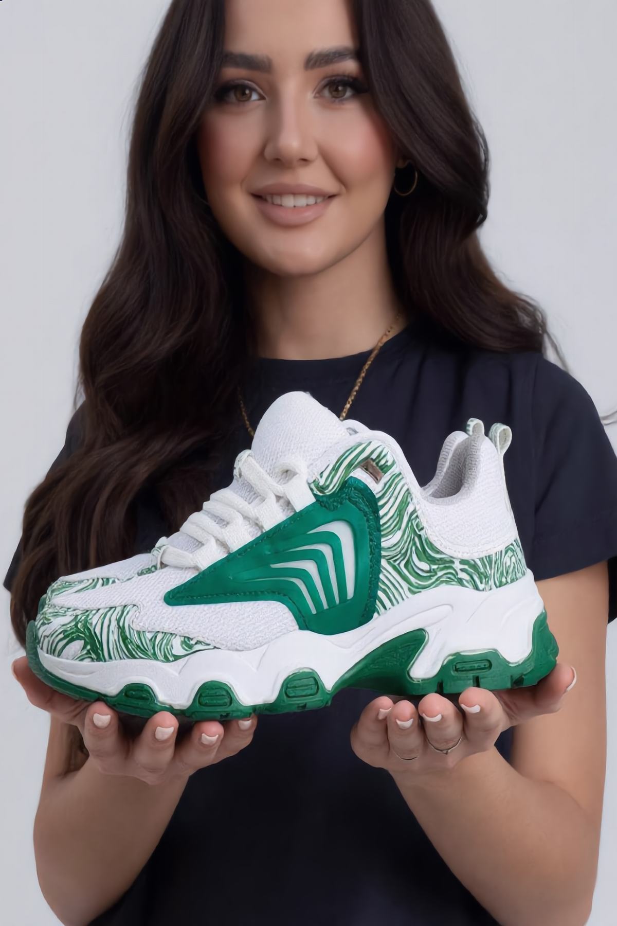 Yeşil Beyaz Kadın Spor Ayakkabı