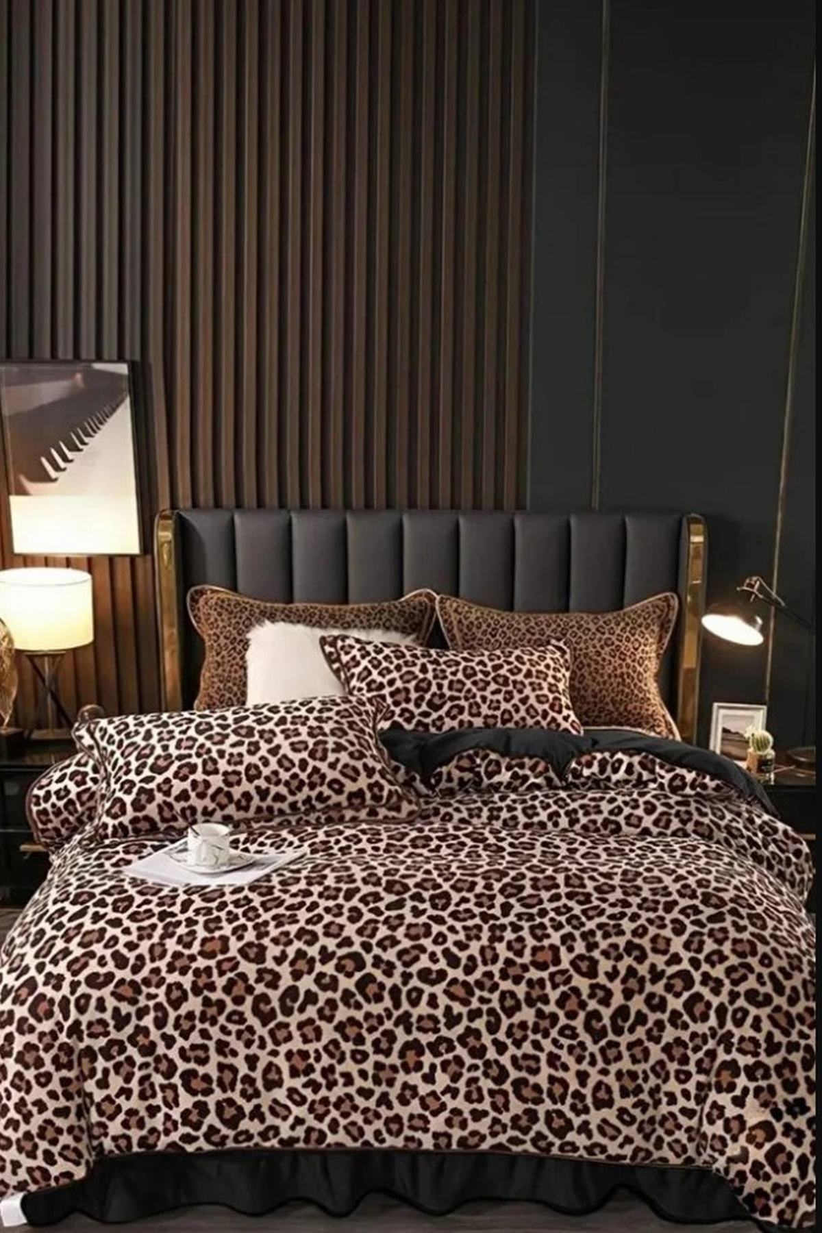 Çift Kişilik Leopar Desen Nevresim Takımı