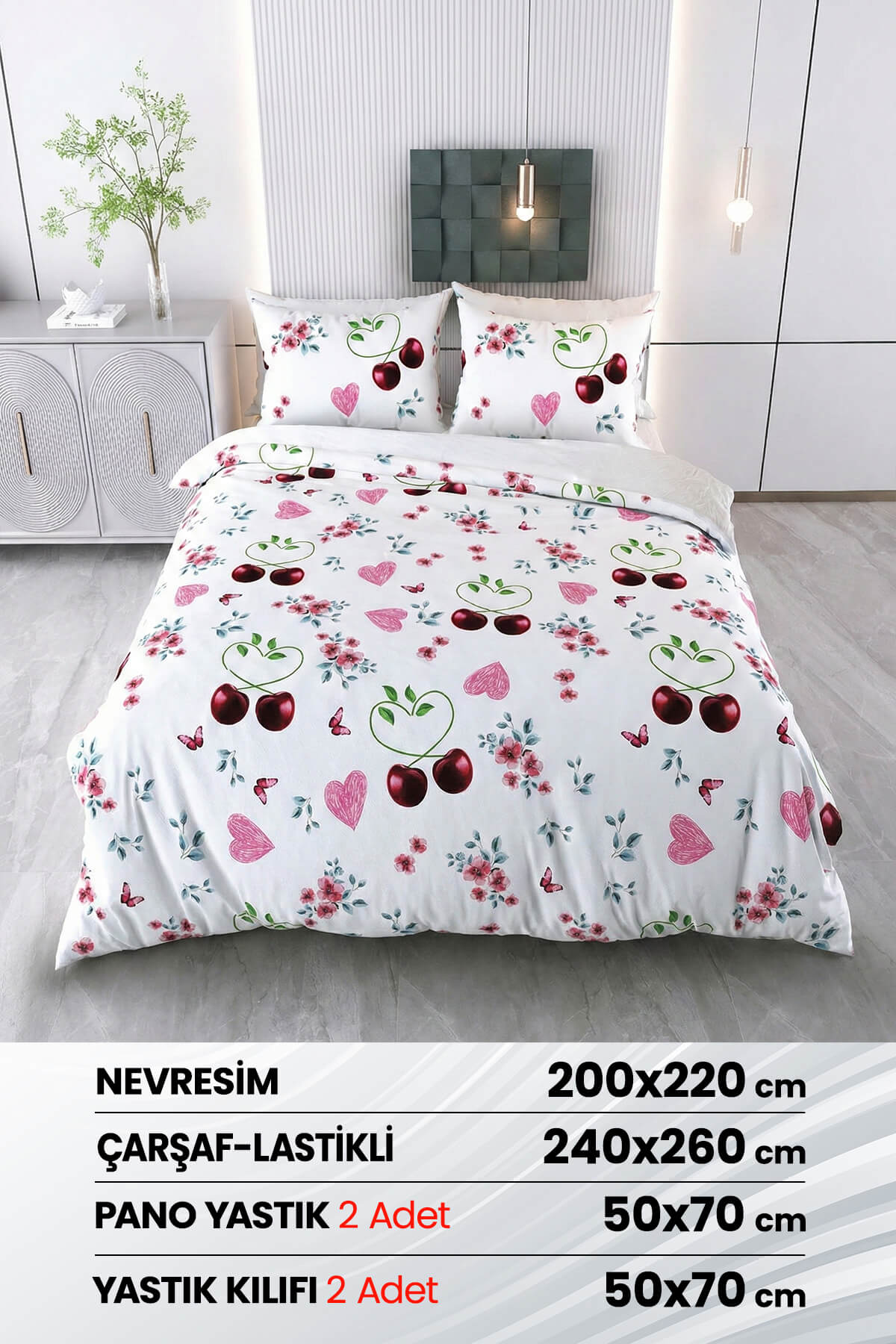 Çift Kişilik 3D Baskılı %100 Pamuk Saten 6 Parça Nevresim Takımı