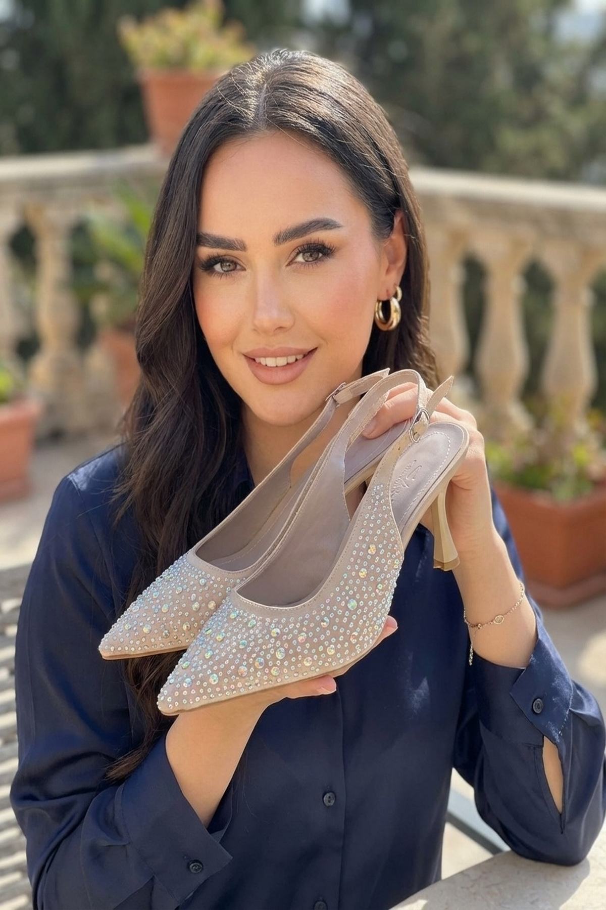 Taşlı Kadın Topuklu Ayakkabı