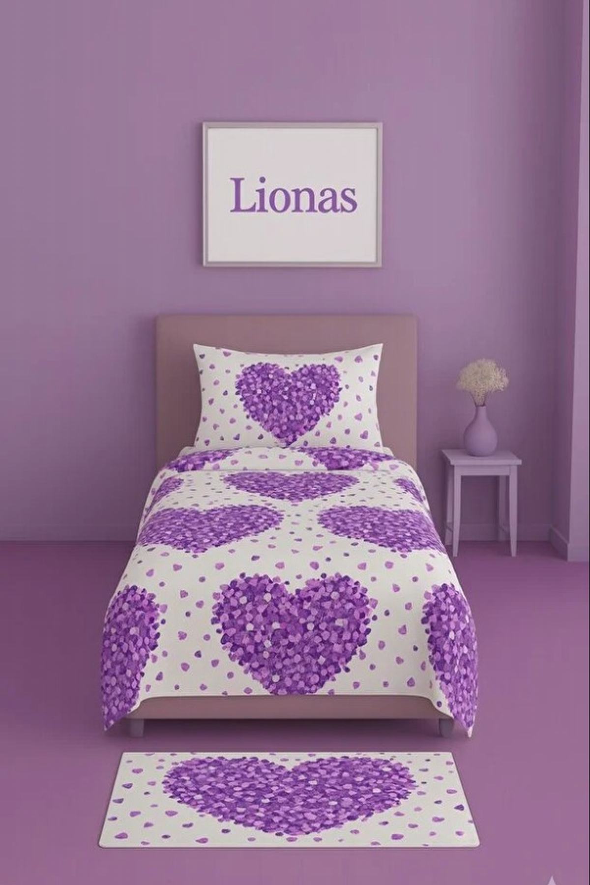 Tek Kişilik Kalpli Nevresim Takımı