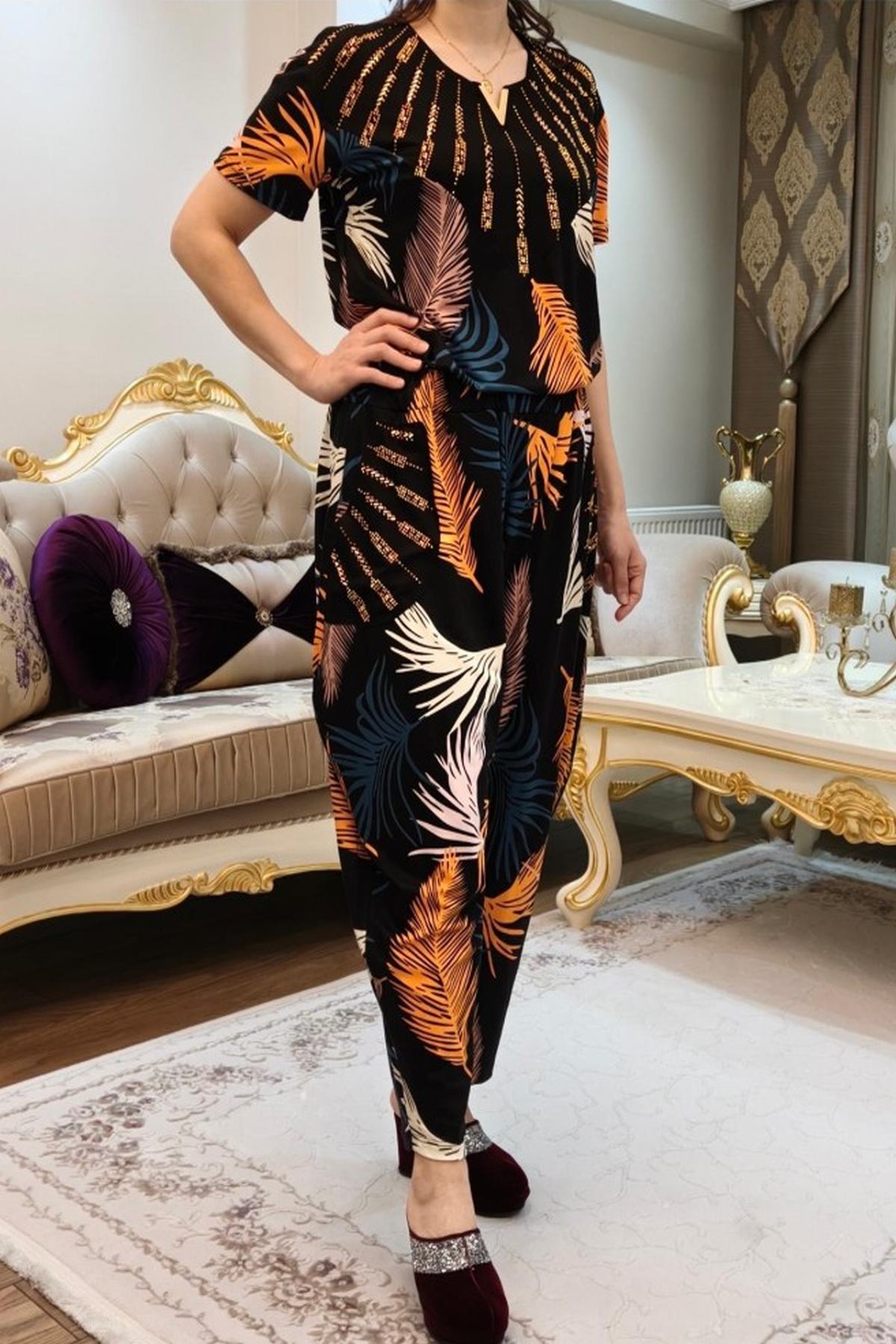 Desenli Kadın Şalvar Takımı 2 Parça