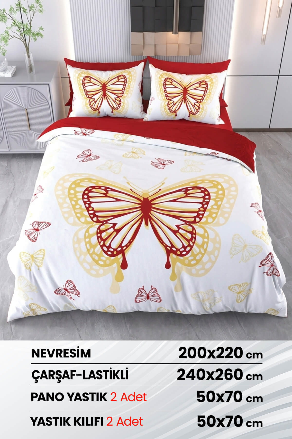 Çift Kişilik 3D Baskılı %100 Pamuk Saten 6 Parça Nevresim Takımı