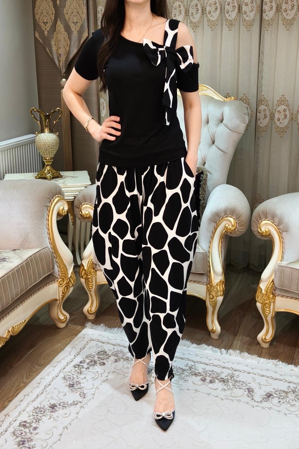 Desenli Kadın Şalvar Takımı 2 Parça