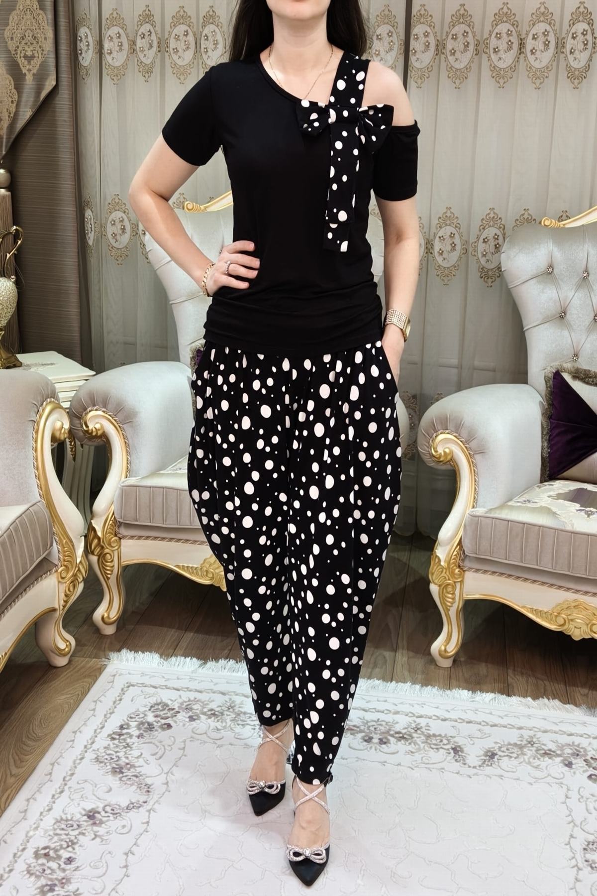 Desenli Kadın Şalvar Takımı 2 Parça