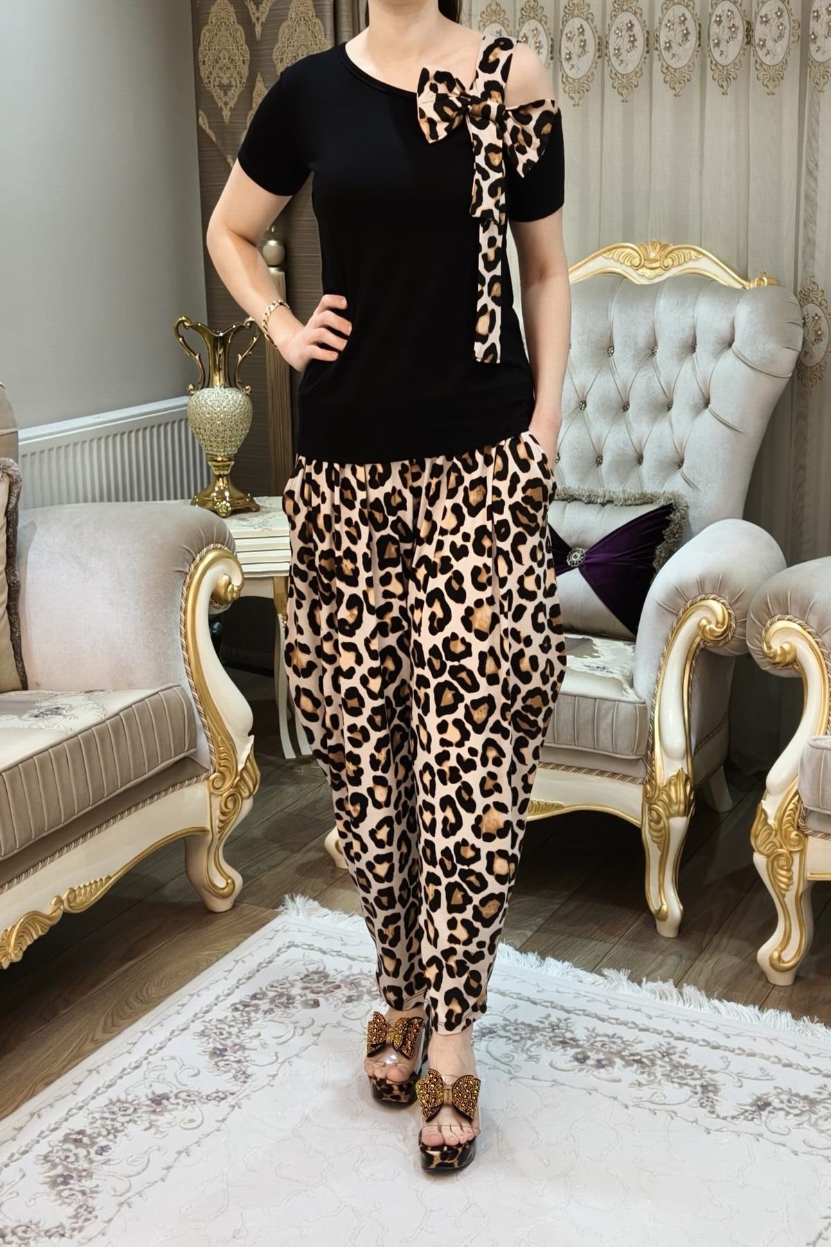 Desenli Kadın Şalvar Takımı 2 Parça