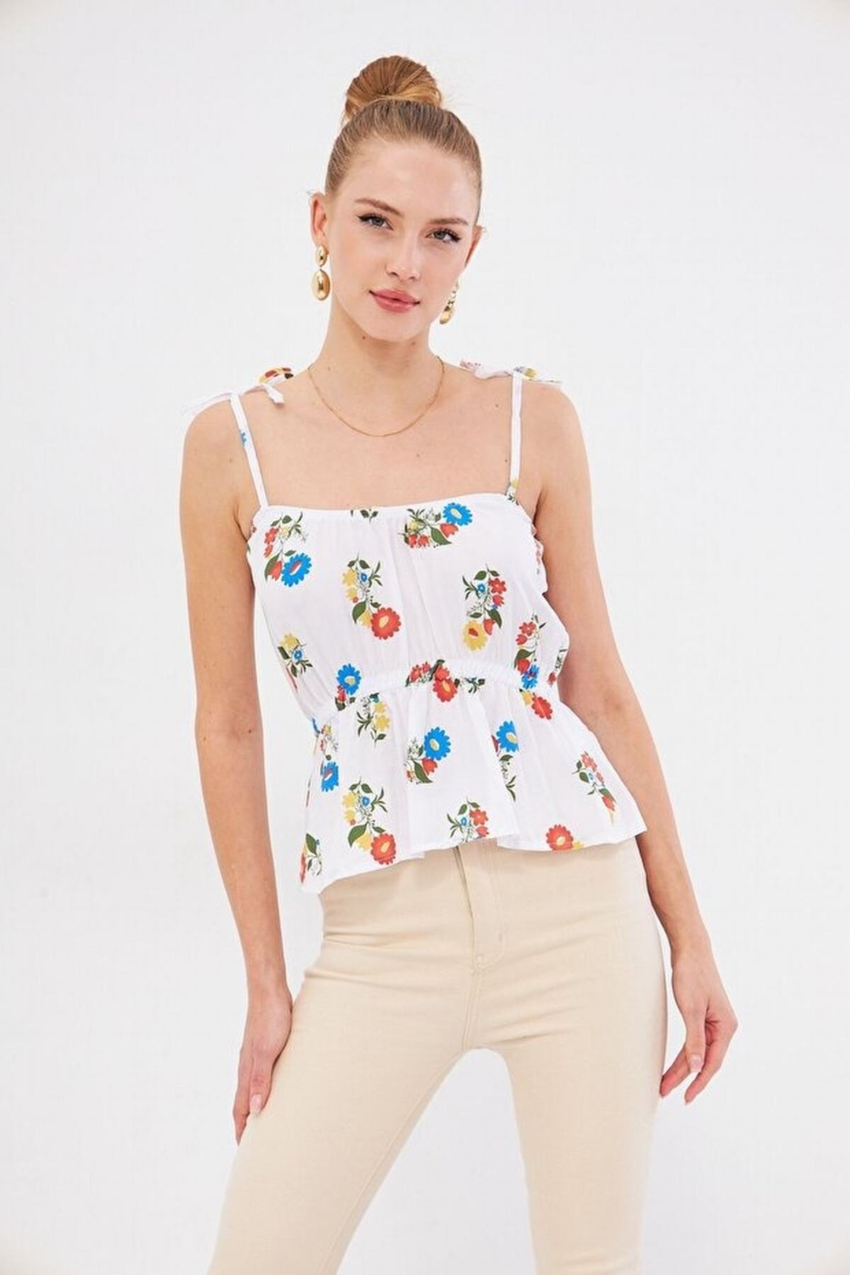 Çiçek Desenli Kadın Bluz